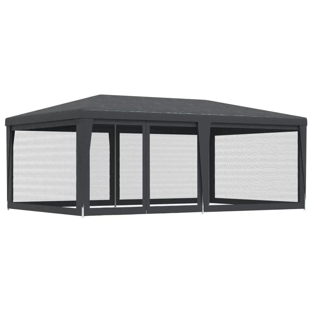 vidaXL Pavillon Pavillon Partyzelt mit 6 Mesh-Seitenwänden Anthrazit 6x4 m HDPE