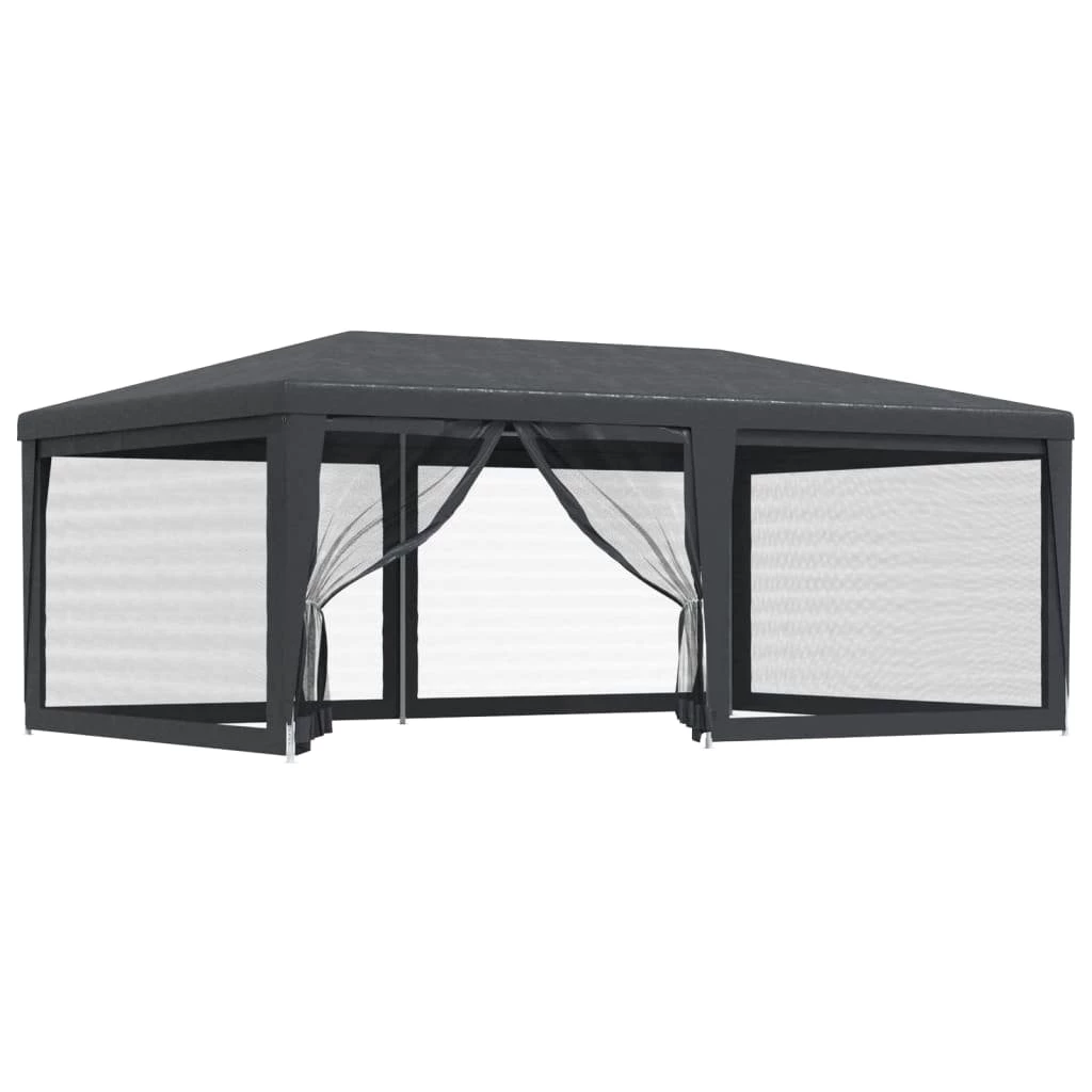 vidaXL Pavillon Pavillon Partyzelt mit 6 Mesh-Seitenwänden Anthrazit 6x4 m HDPE