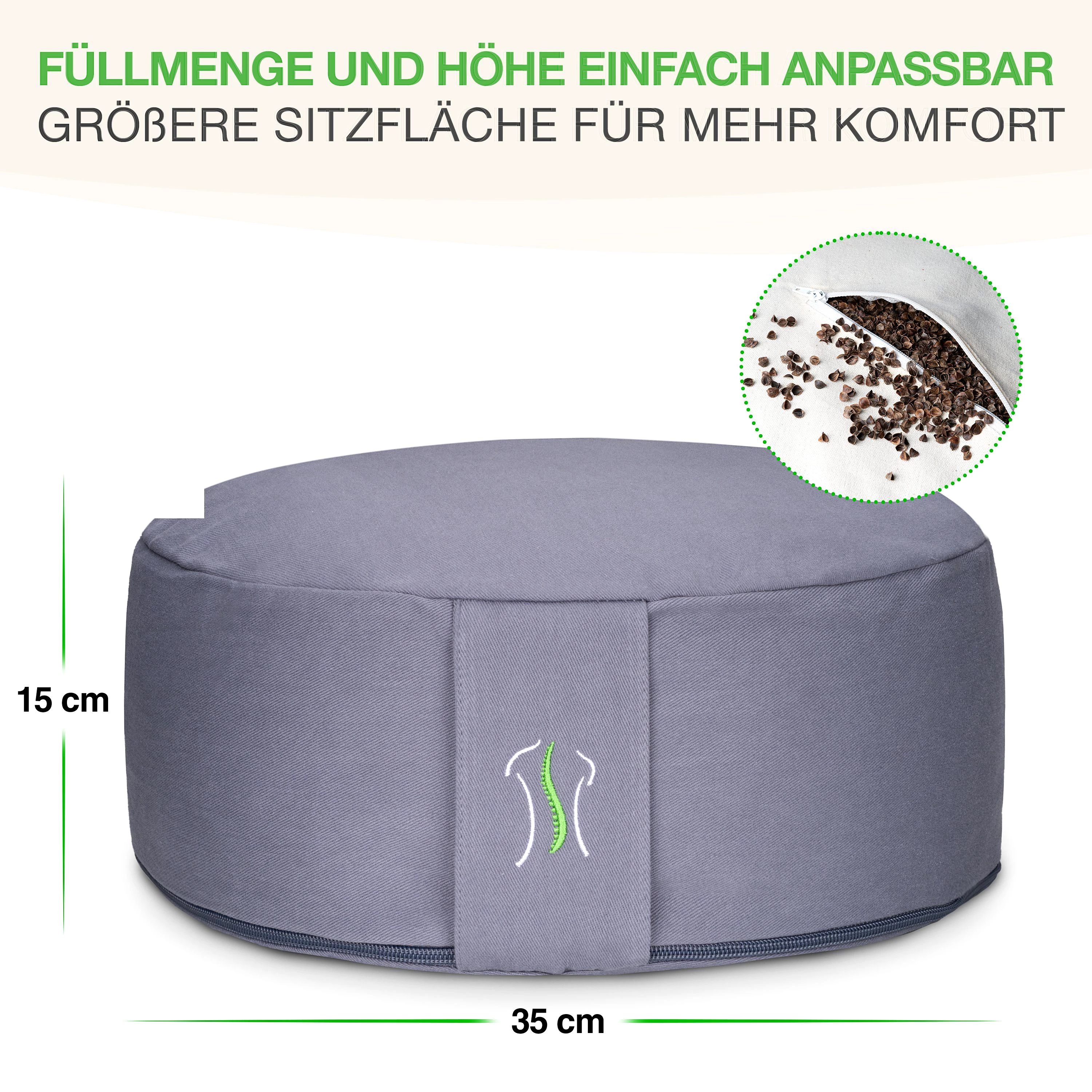 BACKLAxx® Meditationskissen Rund, H: 15cm im Set (inkl. gratis Videokurs), unifarben