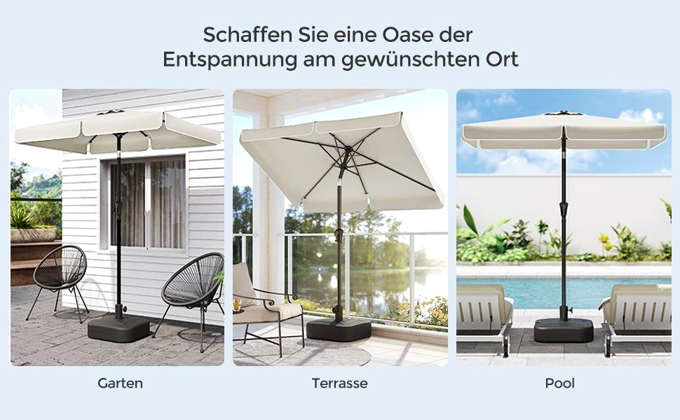 SONGMICS Sonnenschirm, LxB: 200,00x150,00 cm, Balkonschirm, UPF 50+, beidseitig um 30° knickbar