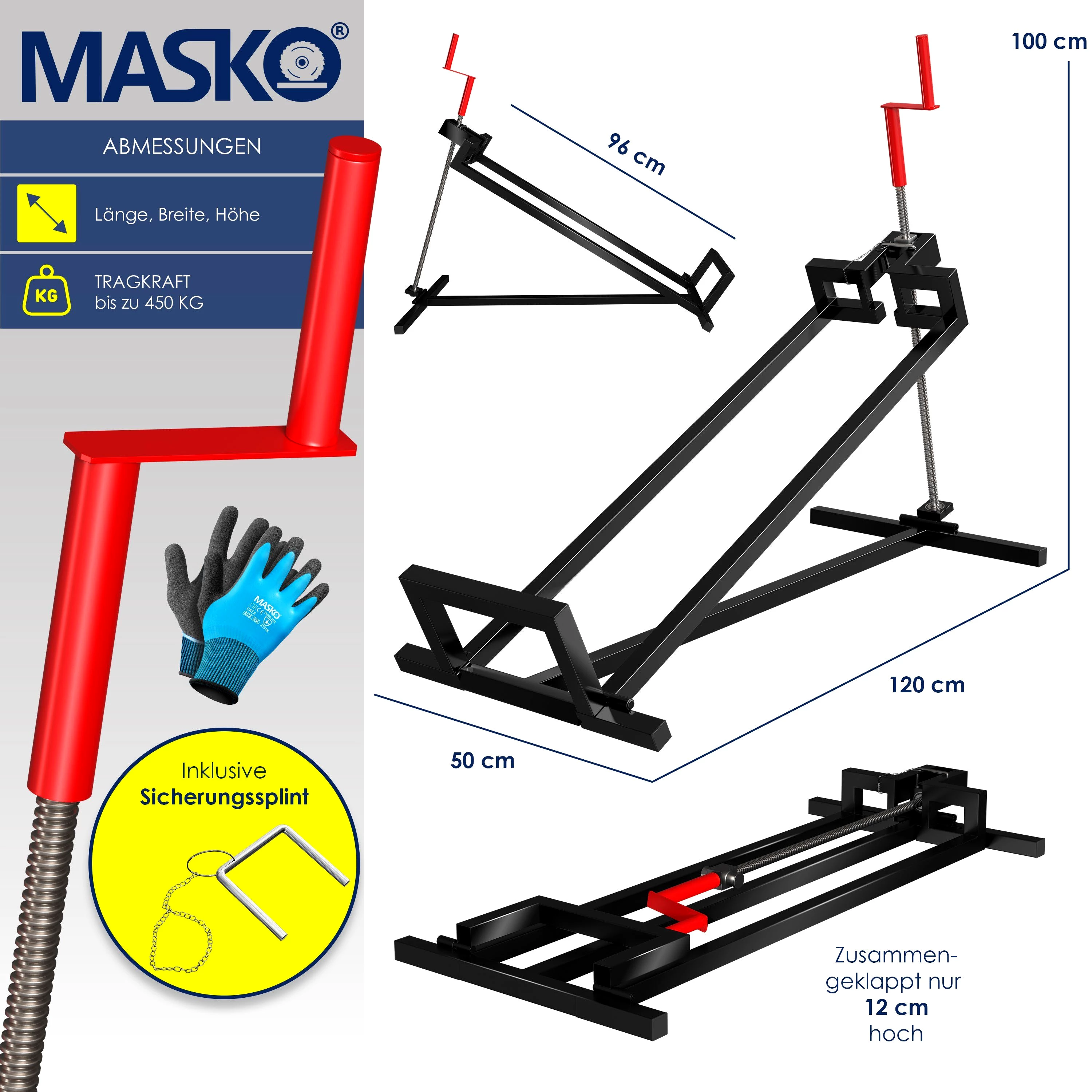 MASKO Rasentraktor, Rasentraktor Heber 400kg Aufsitzmäher Hebevorrichtung