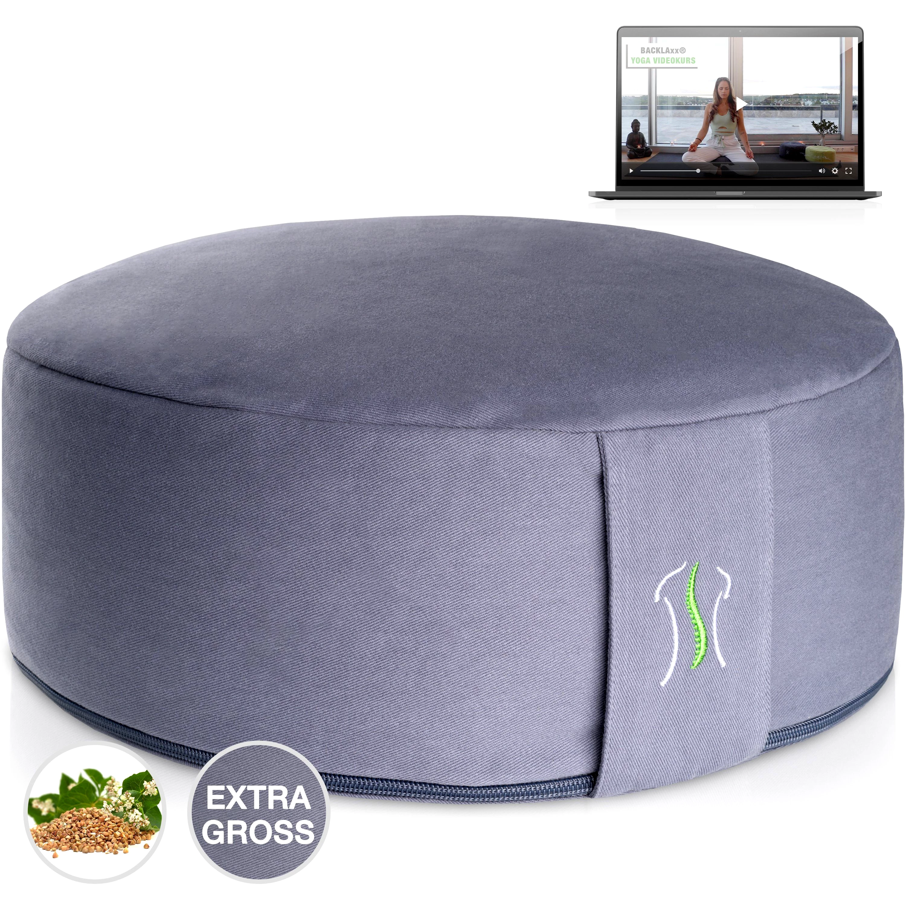 BACKLAxx® Meditationskissen Rund, H: 15cm im Set (inkl. gratis Videokurs), unifarben